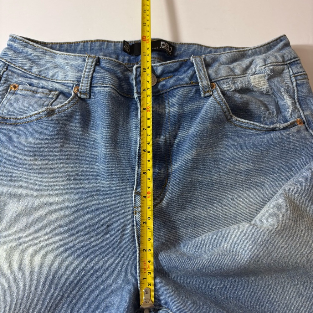 BBJ Los Angeles Straight Leg Cropped Jeans Boyfriend Mom Baggy Pants Blue 11/30 - Picture 11 of 13